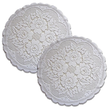 Heritage Lace 17 in. Victorian Rose Round Doilies, White - Set of 2 VR-1700W-S